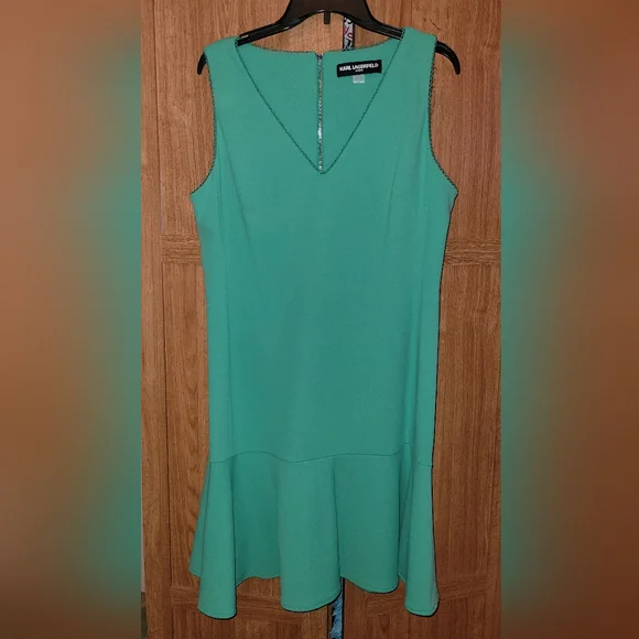 Karl Lagerfeld | Dresses | Karl Lagerfeld Ming Green Flounce Dress Womens  Size 2 | Poshmark